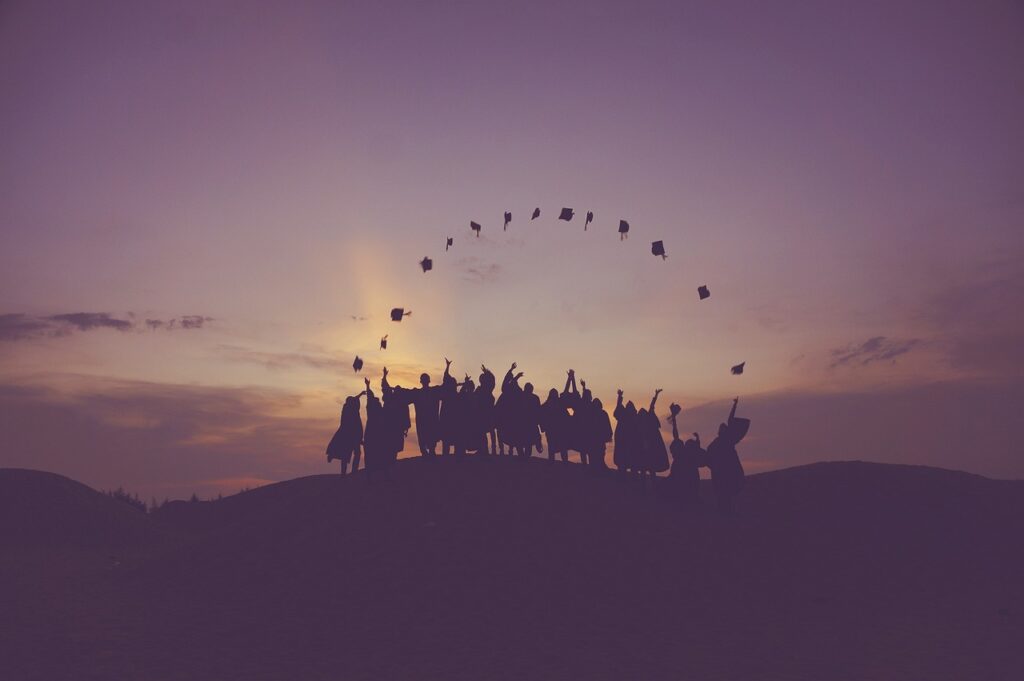 dawn, graduates, throwing hats, dusk, people, silhouette, students, success, sunrise, sunset, students, students, success, success, nature, success, success, success